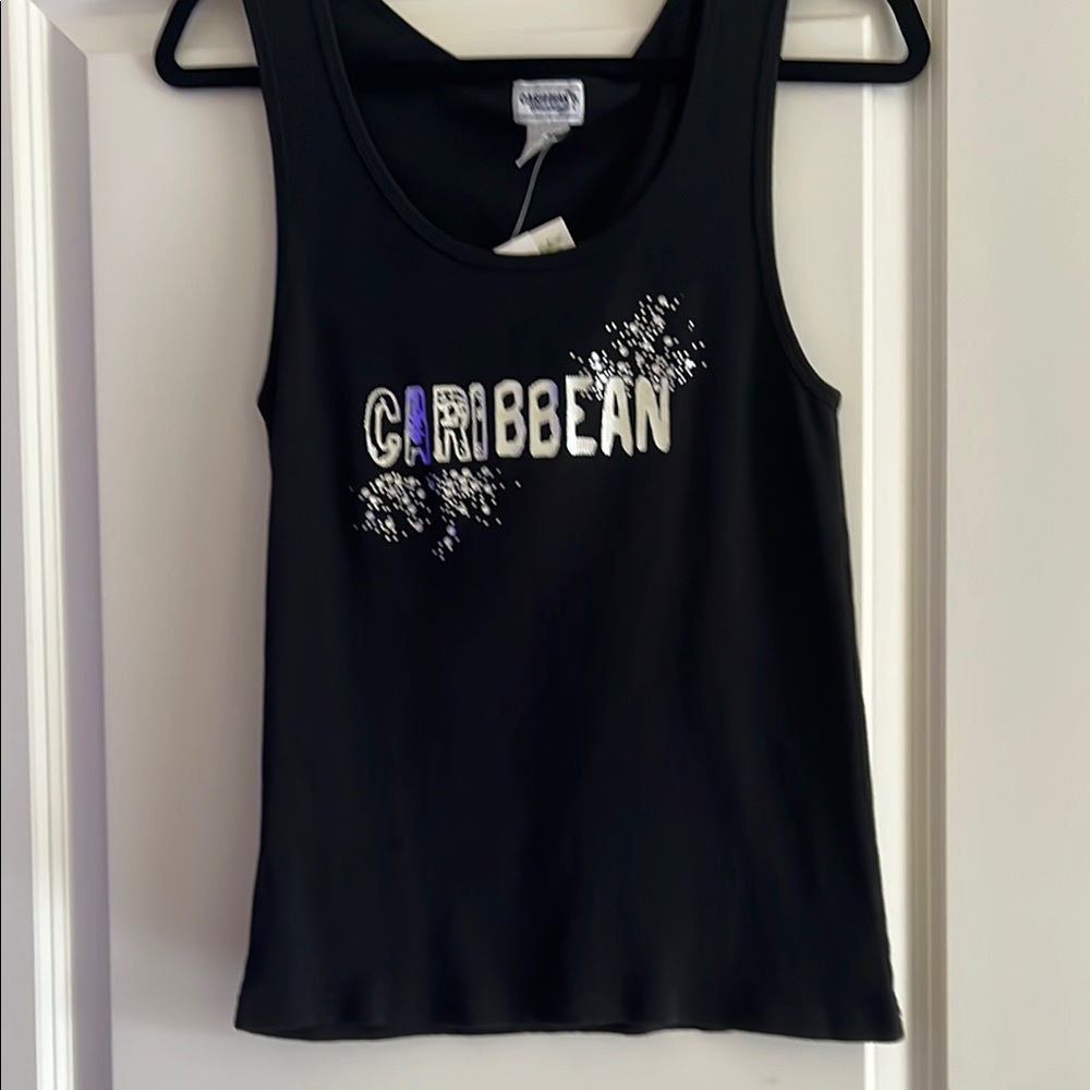 Caribbean black and silver tank top